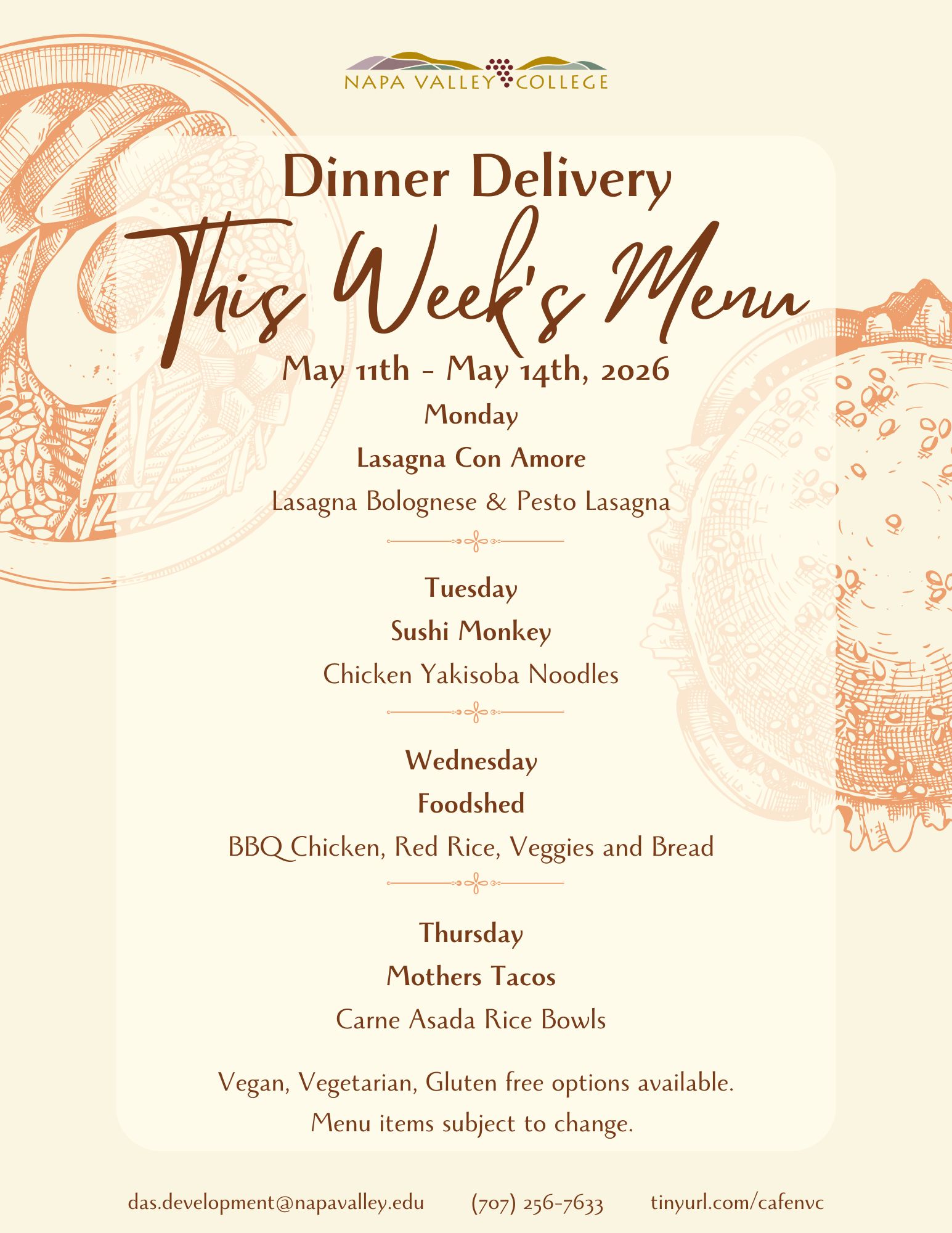 dinner dilivery program menu 
