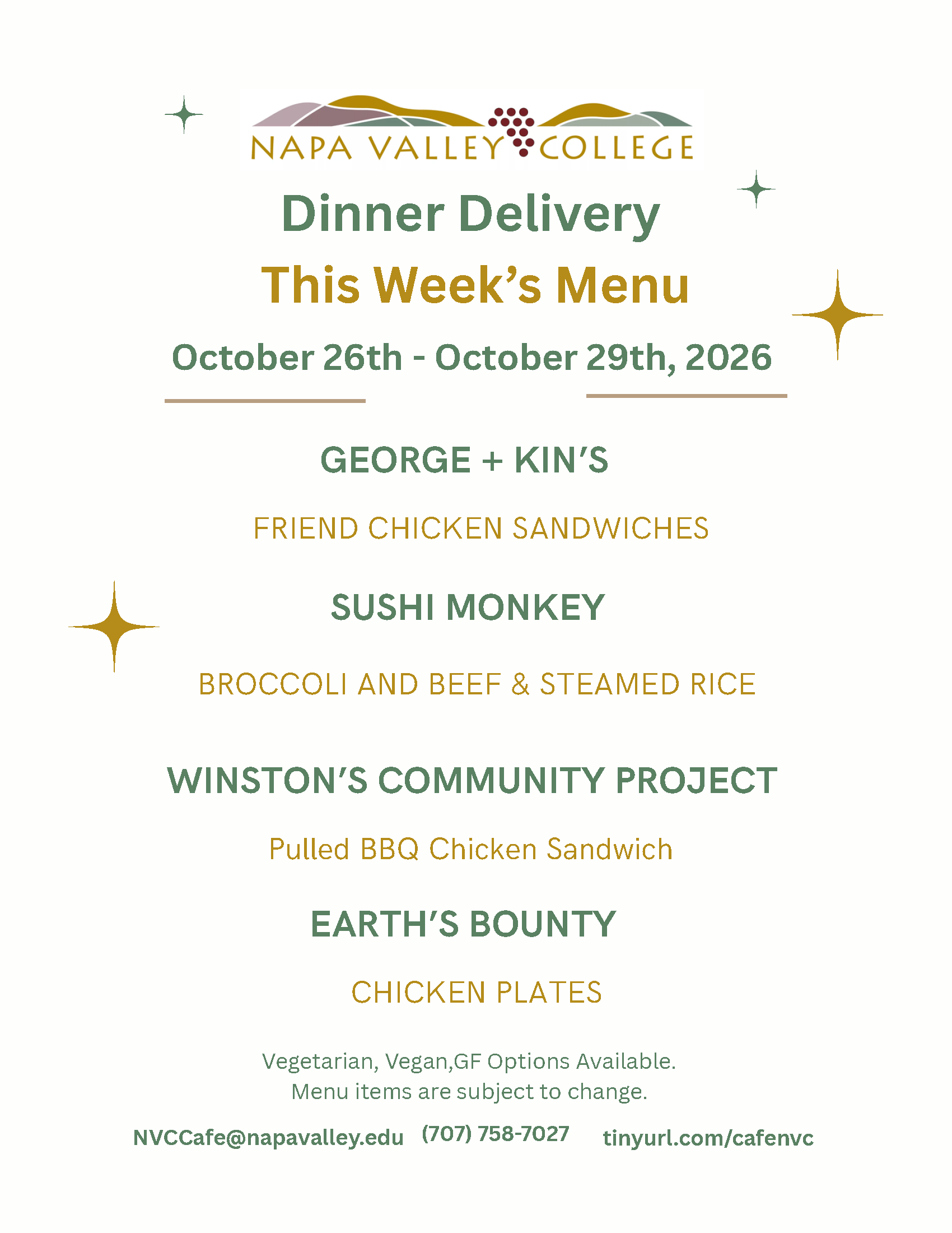 RTV 10. 26- 10.29 2026 menu