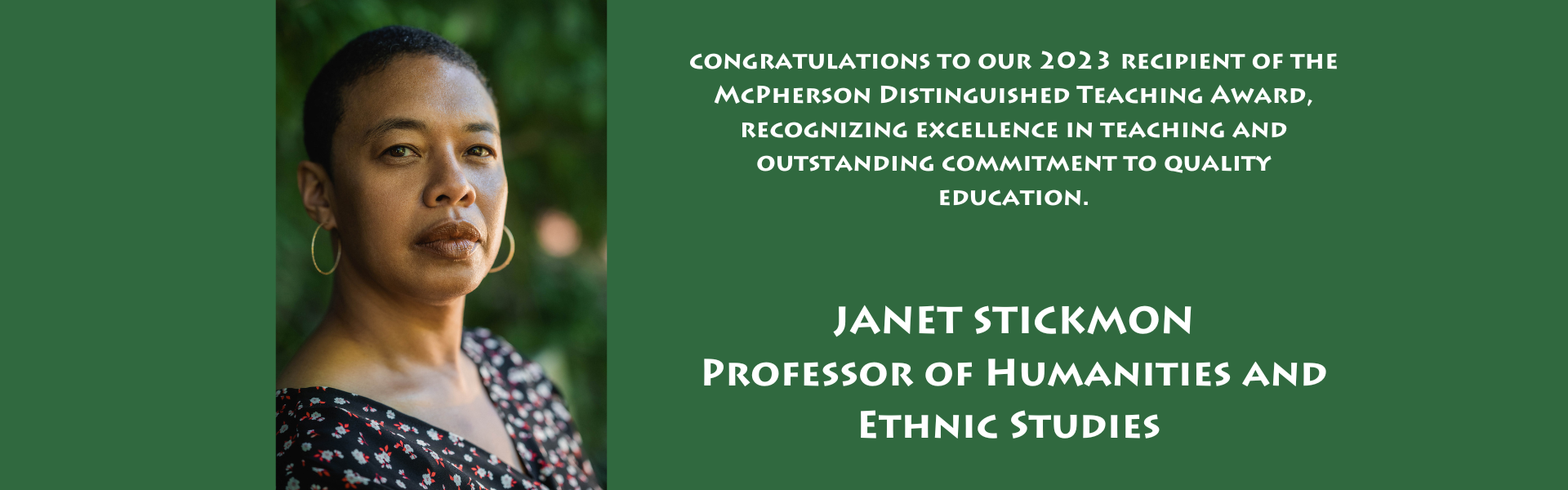 Janet Stickmon - McPherson Award Winner