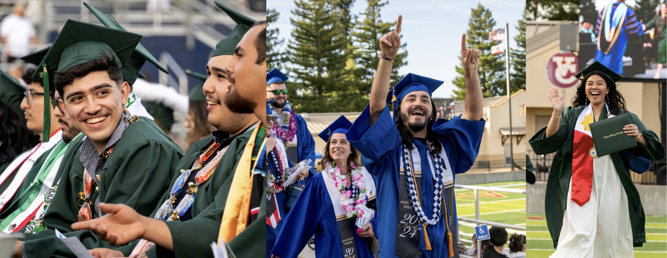 collage of students in their gowns Grads in different stoles