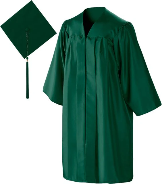 green cap and gown