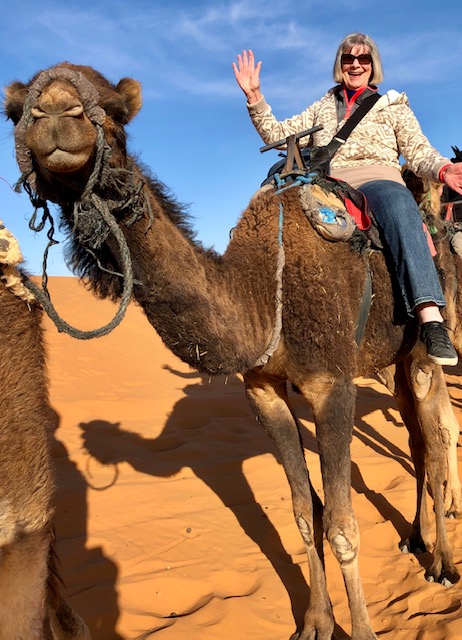 Jenny Sercu Riding a Camel
