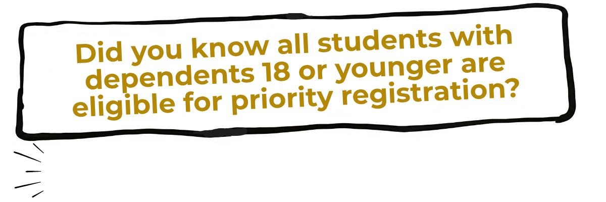 Students with dependents under 18 are eligible for priority registration